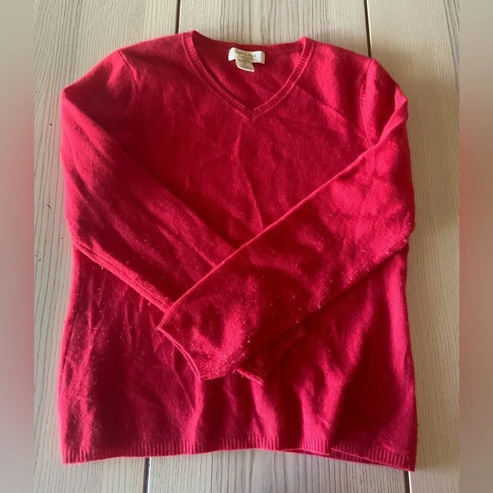 Peck & Peck Red Cashmere Sweater Women’s Petite Large - Picture 1 of 5